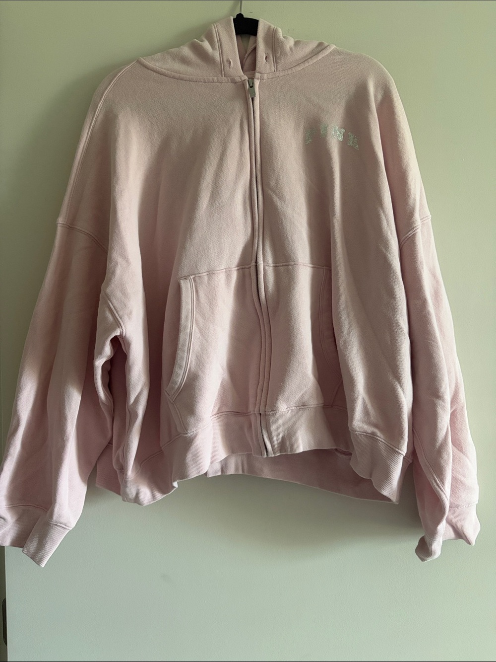PINK Victoria's Secret Light Cropped Pink Zip-Up Hoodie